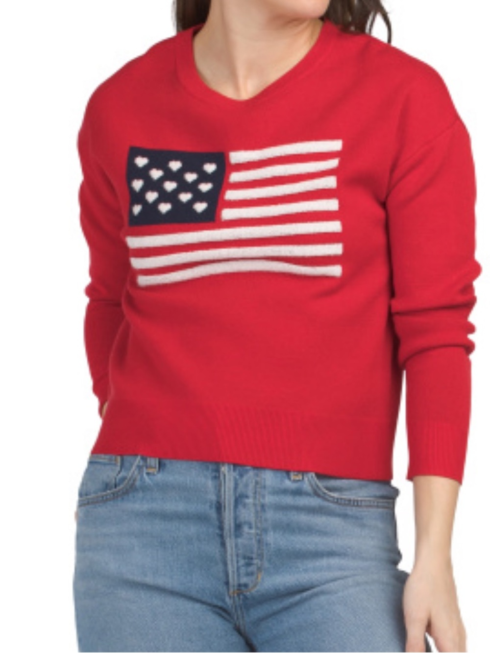 Kaily K Long Sleeve Flag Sweater